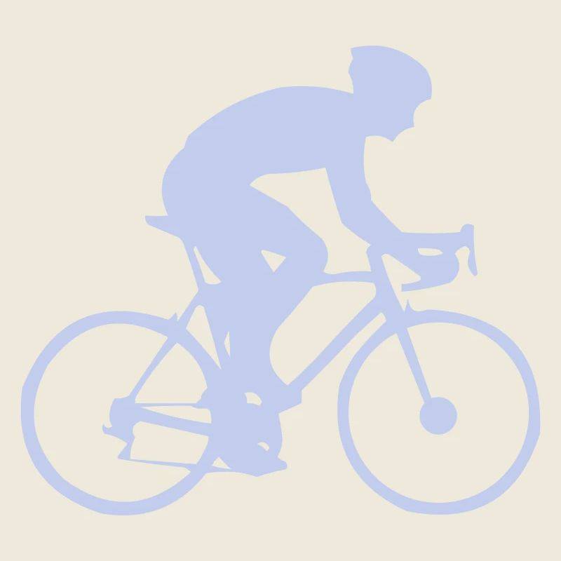Cyclist silhouette in pastel blue