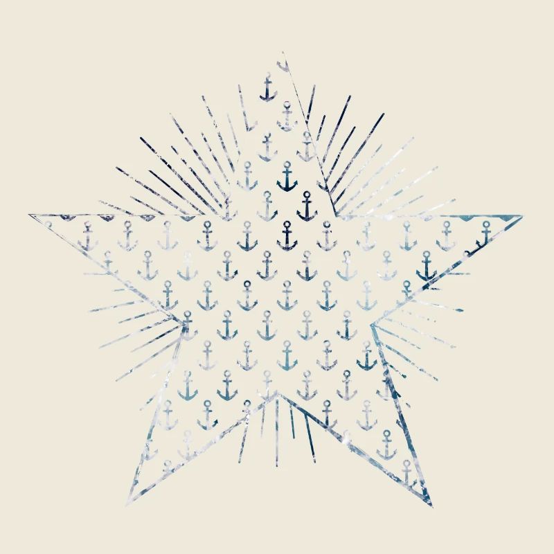 Star with anchor pattern and sunbeams