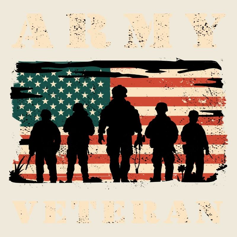 Vétéran de l'armée avec drapeau américain