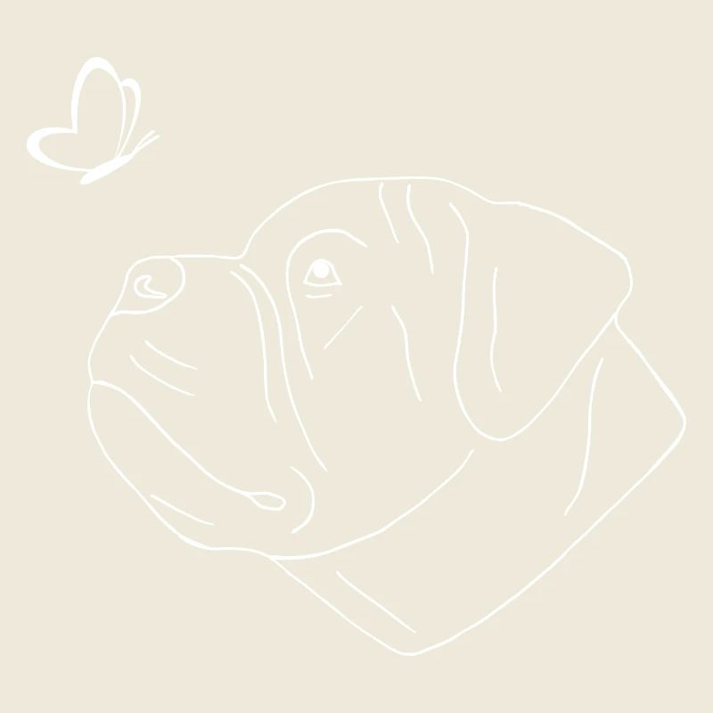 Bullmastiff Kopf mit Schmetterling