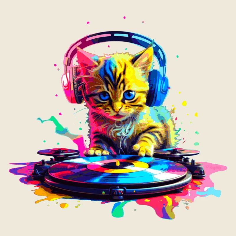 Chaton DJ - Arc-en-ciel