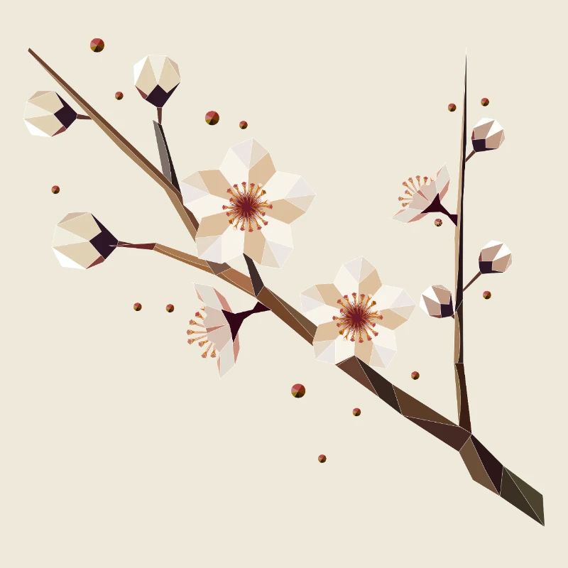 Branche de fleur de prunier – élégance délicate au printemps
