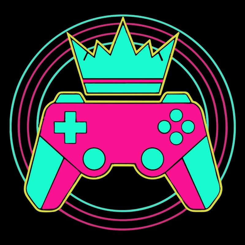 Controller Krone Neon Minimal Zocker Art