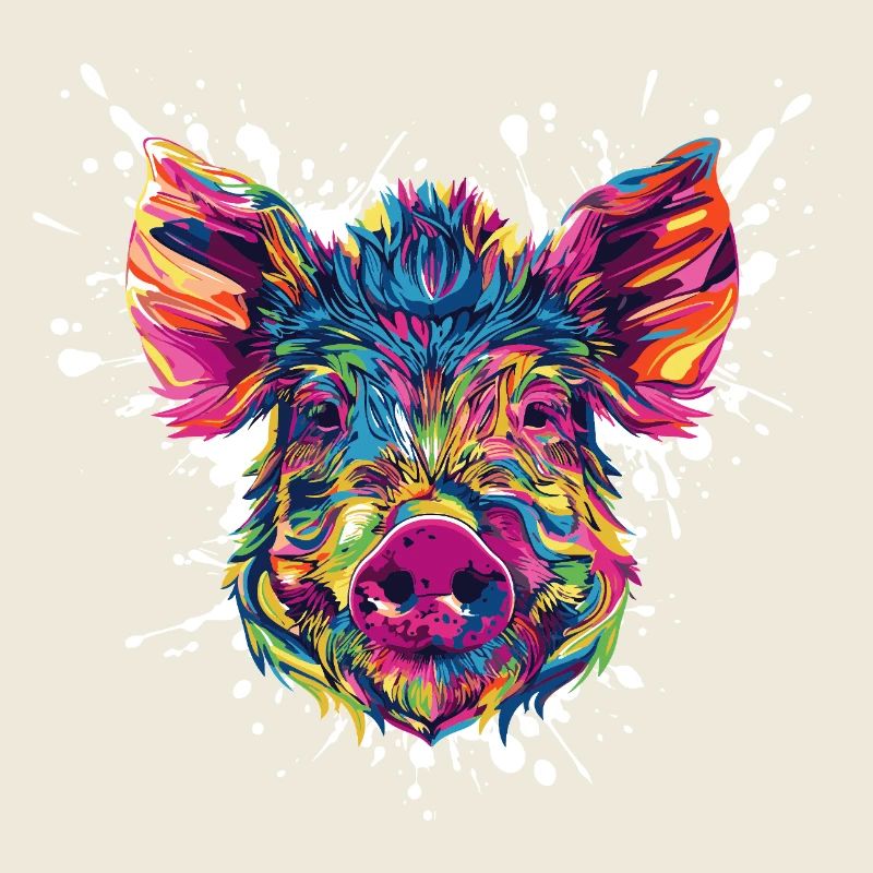 Colour explosion pig's head
