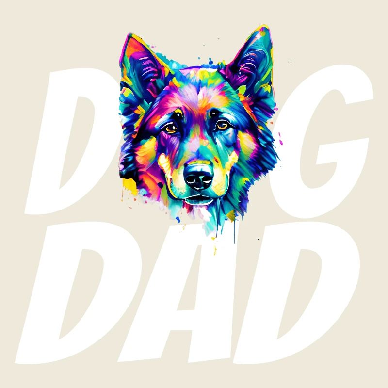 Deutscher Schäferhund Vater – bunte Aquarellmalerei