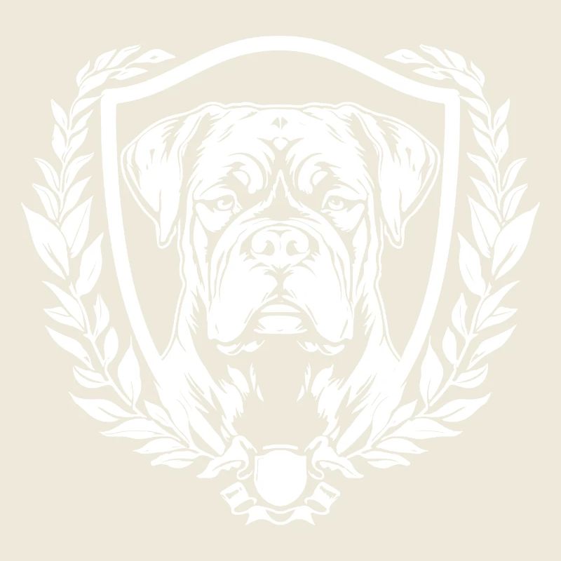 Blason de bouledogue avec couronne de laurier