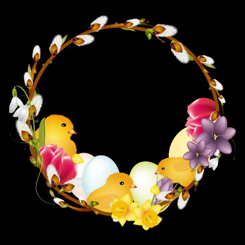 Couronne de printemps avec motif de Pâques et de printemps