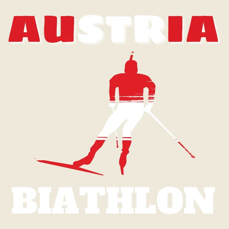 Biathlete Silhouette Red White Austria