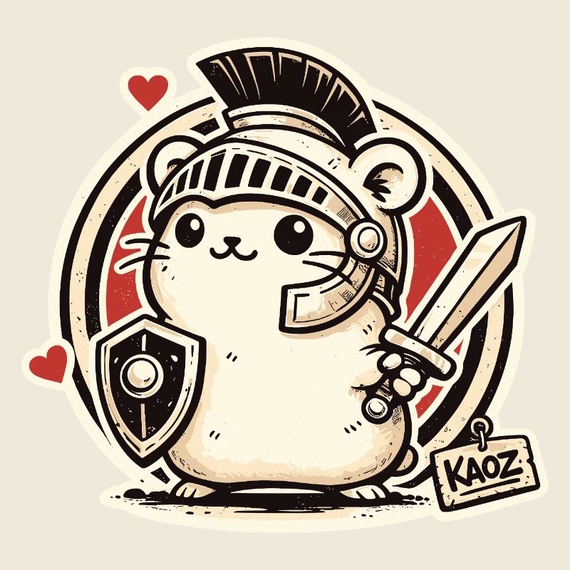 Gladiator Warrior Hamster with Shield and Sword