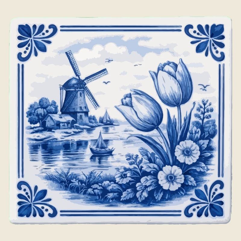 Delfter Tulpen und Windmühle