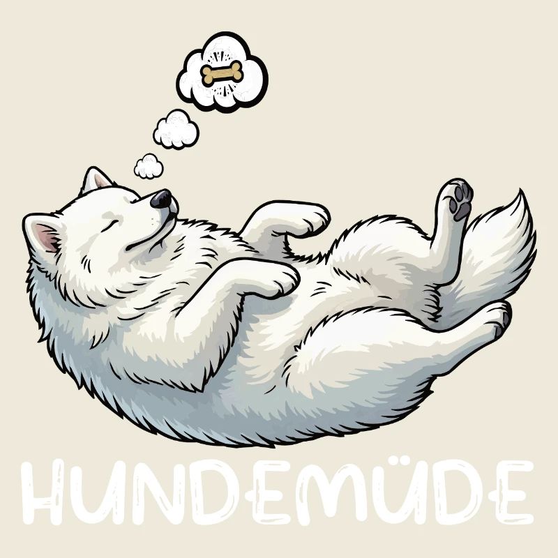 Hundemüde Samojede Samojedenbesitzer Samojedenhund
