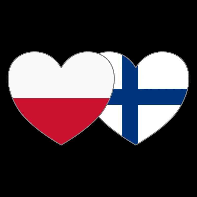Pologne Finlande Drapeau Cœur