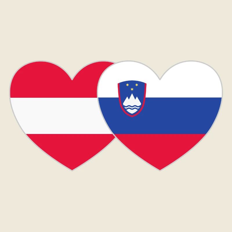 Austria Slovenia Flag Heart