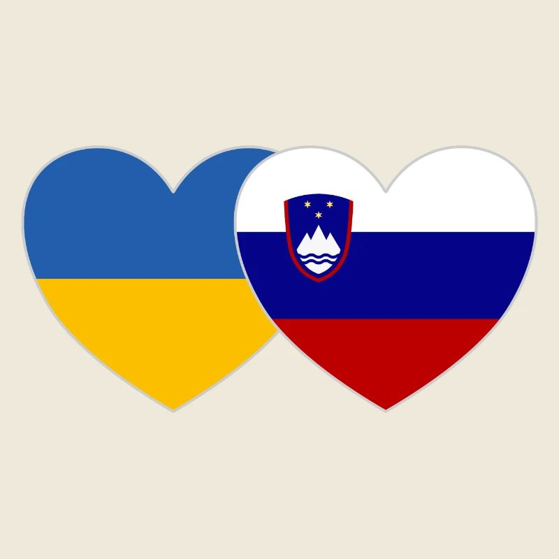 Ukraine Slovénie Drapeau Cœur