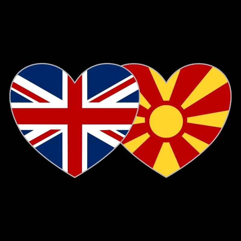 Angleterre Macédoine Flag Heart