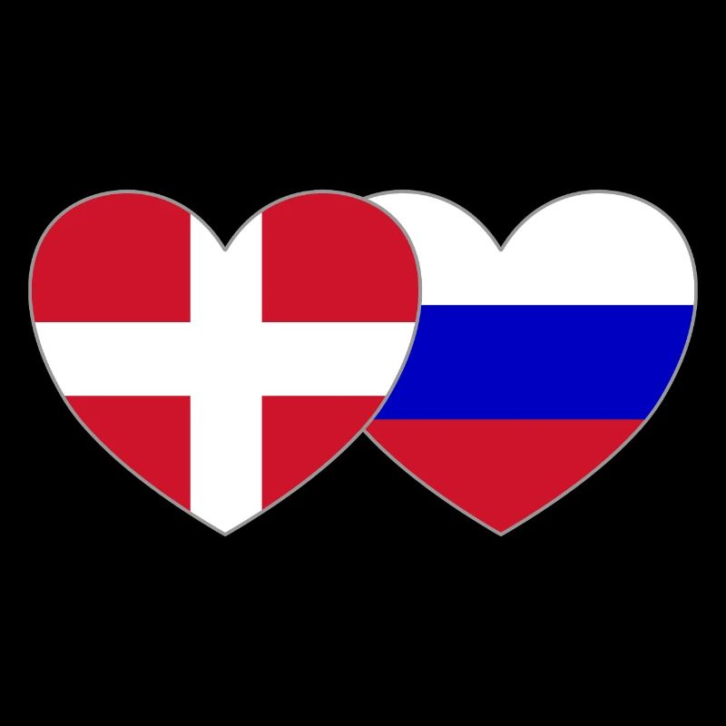Danemark Russie Flag Coeur