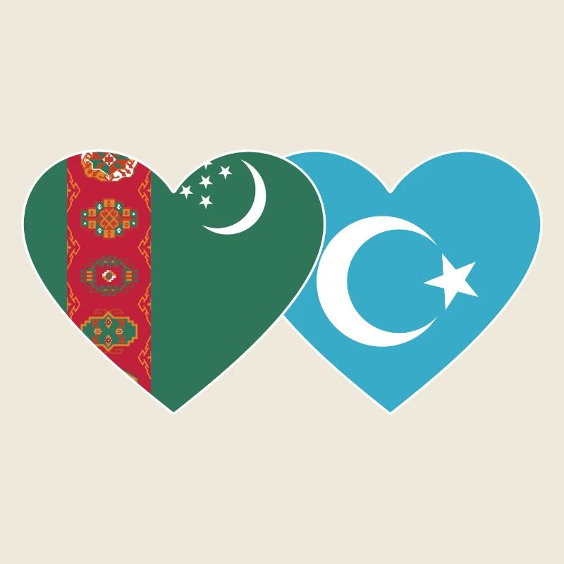 Turkmenistan Uiguren Flagge Herz