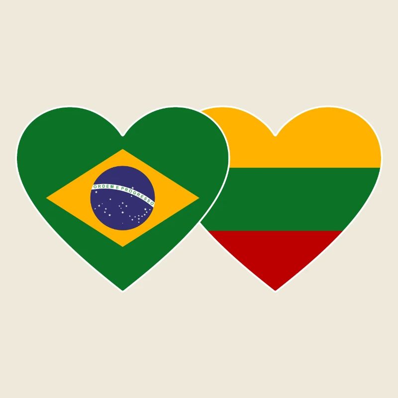 Brésil Lituanie Drapeau Coeur