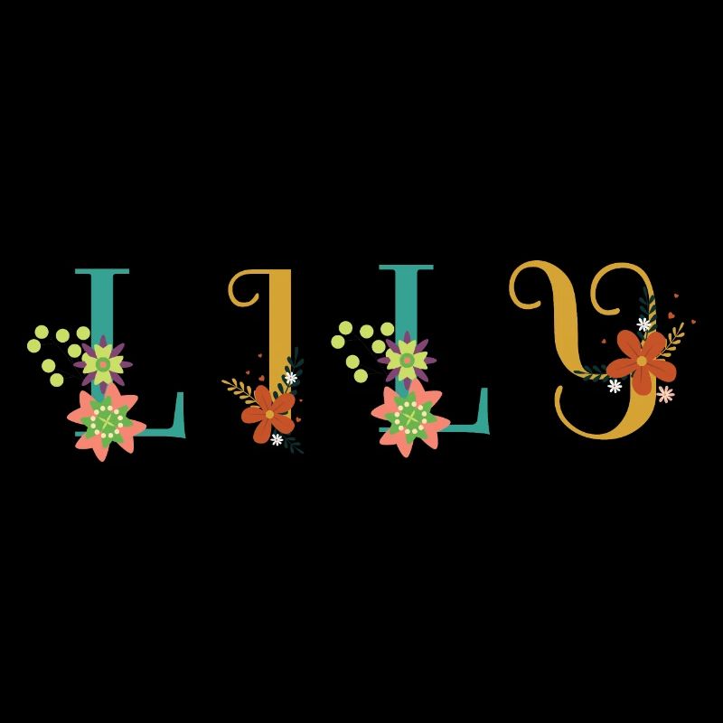 LILY Name Art With Flowers Embroidered