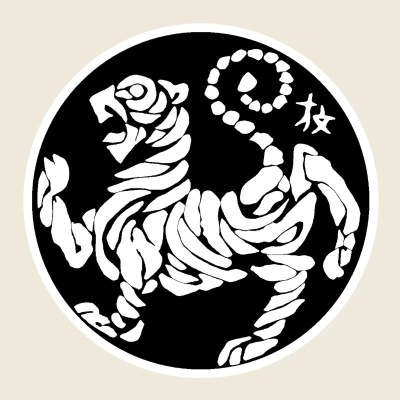 Shotokan Tiger weiss auf schwarz