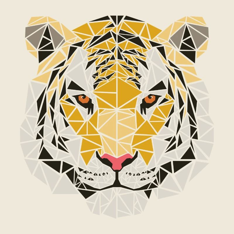Tiger - Polygon Motif - Geometric - Gift