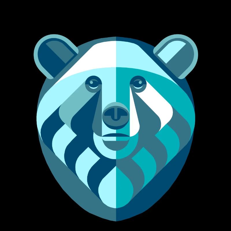 Bear abstract blue white