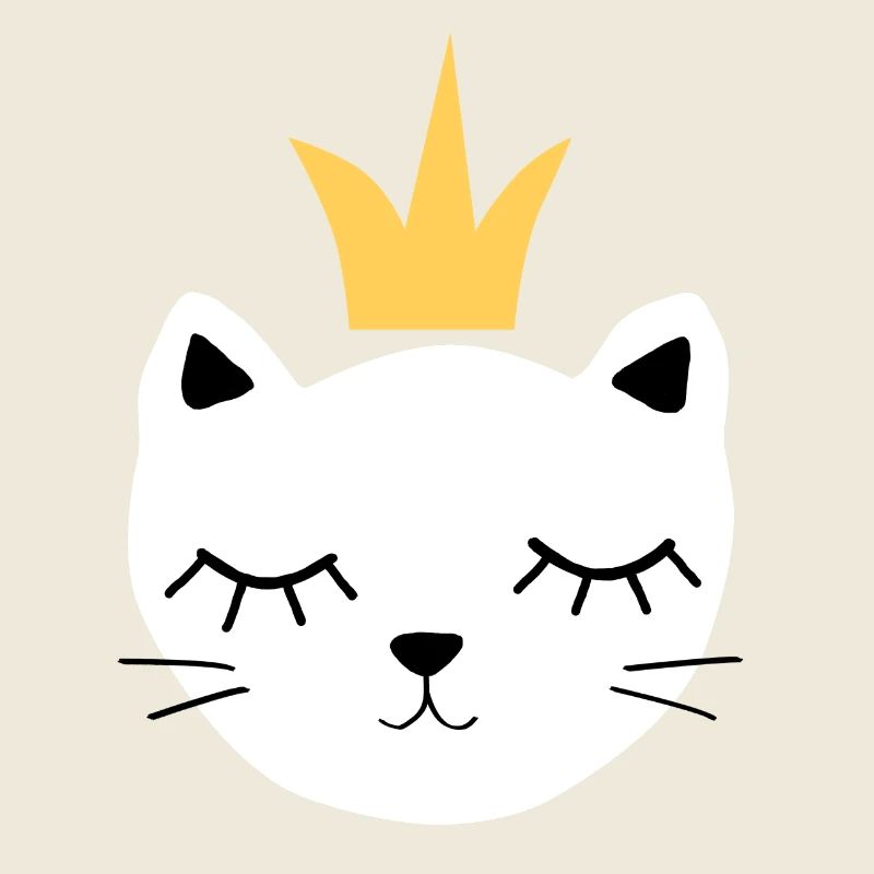 Weiße Katze mit Krone