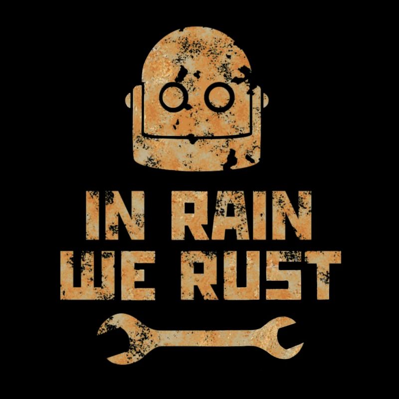 Robot, cyborg, machine - rusting in the rain