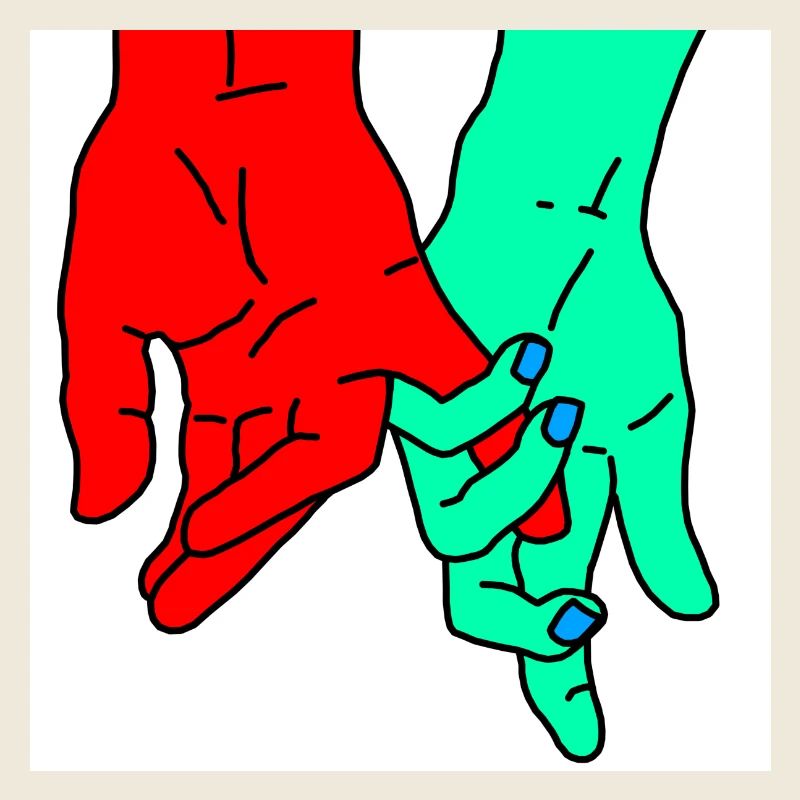 mains rouge vert