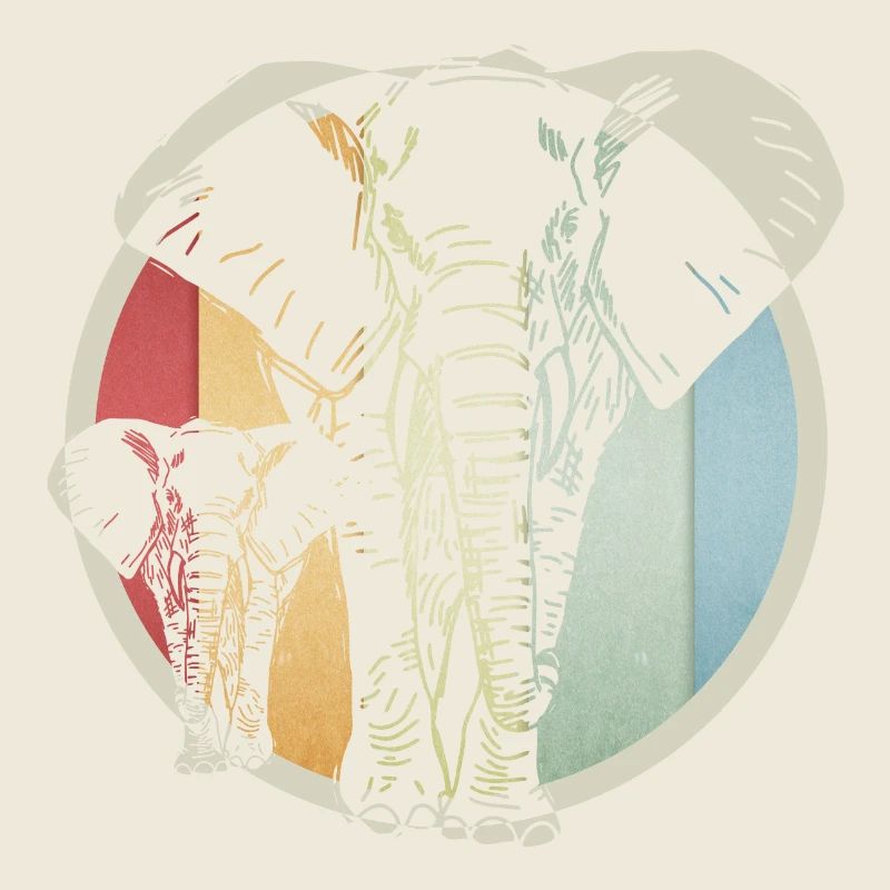 Éléphant rétro coloré