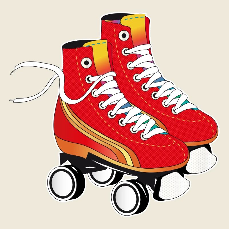 Ein Paar Rollschuhe in auffälligem Rot