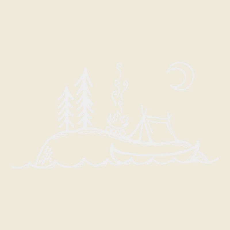 Île, feu de camp, camping et canoë