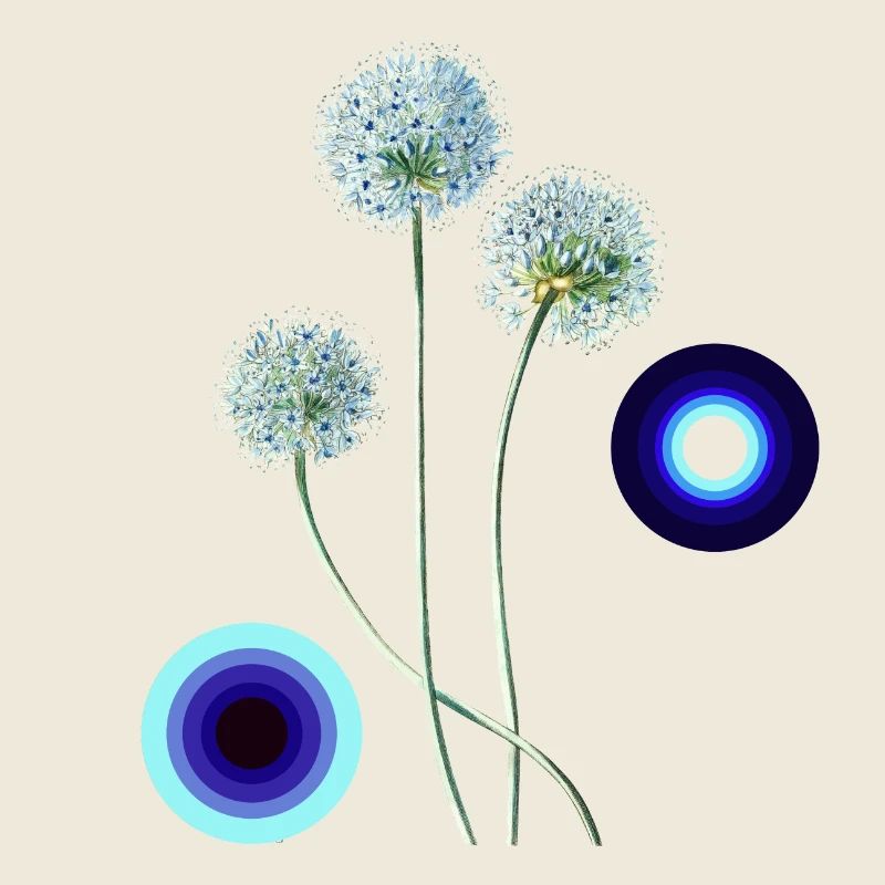 Allium Flowers in Retro Style