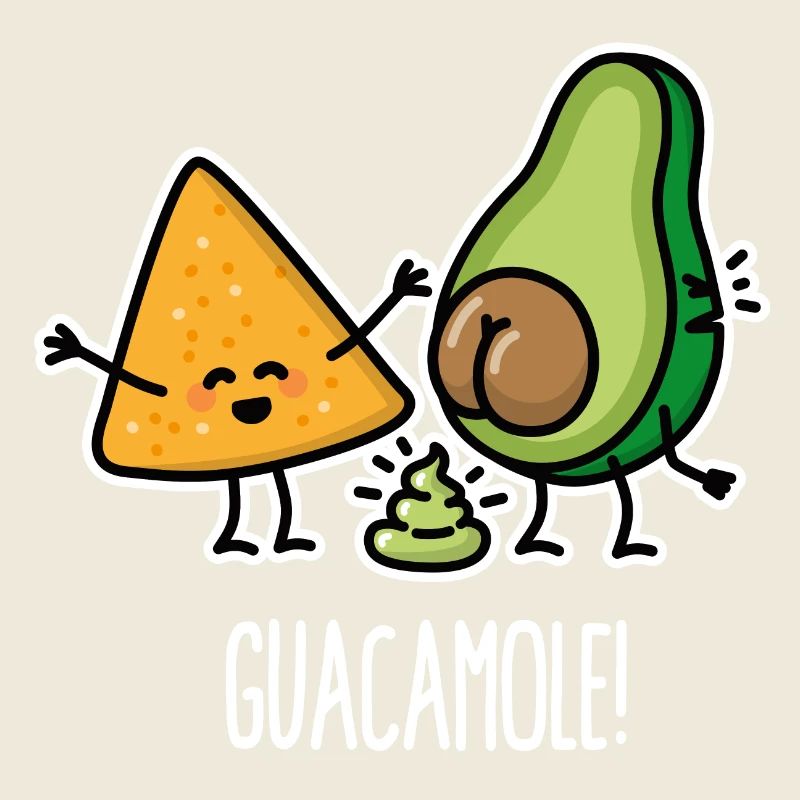 Lustige Avocado kackt Guacamole Tortilla-Chips