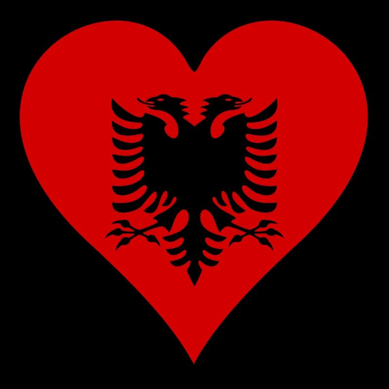 Albanien Flagge Herz lang