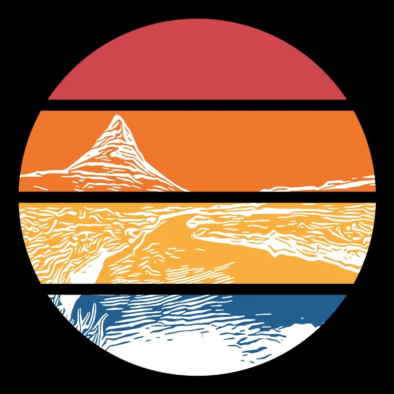 River at sunset with mountain