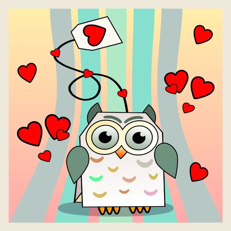 Valentinstag Tiere - Teebeutel Eulen
