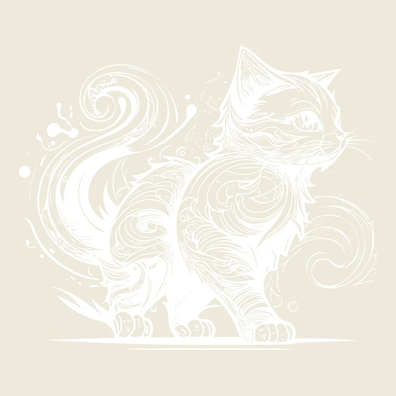 Cute cat in tattoo style