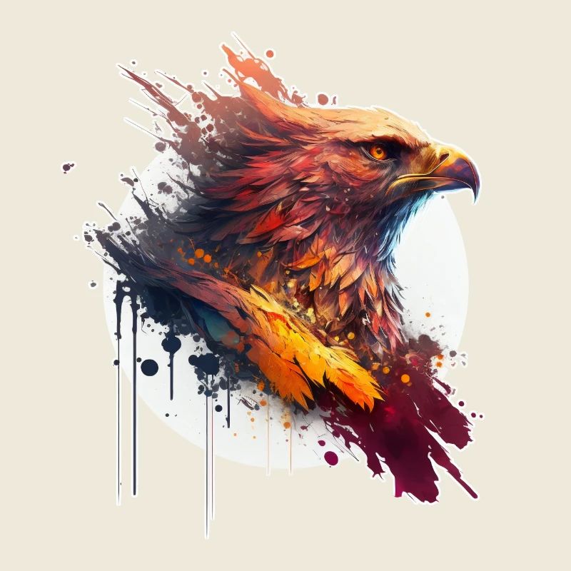 Red eagle with yellow eyes and white circle