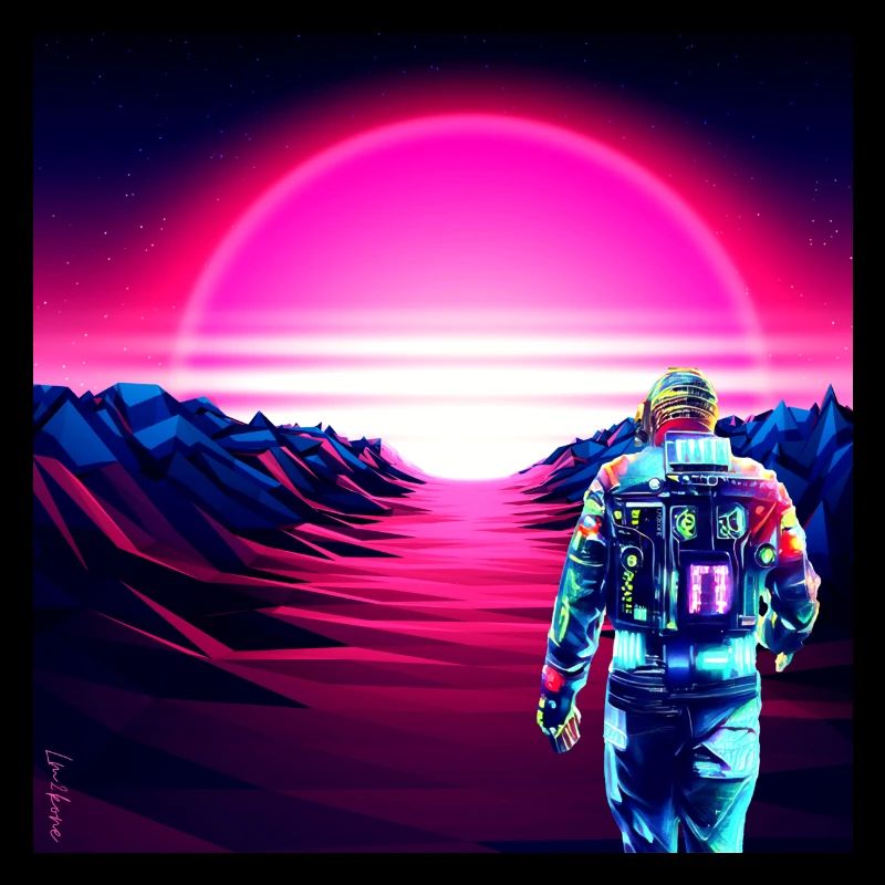 Astronaut Cyber Sunset Pink Gradient -