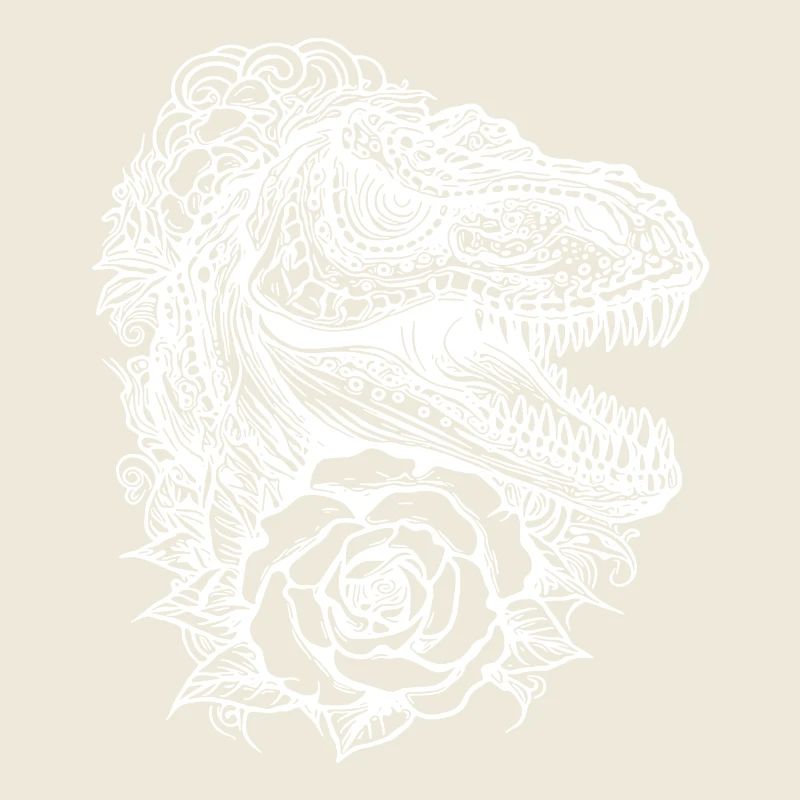 Tatouage de dinosaure Dino Fleurs T-Rex Style