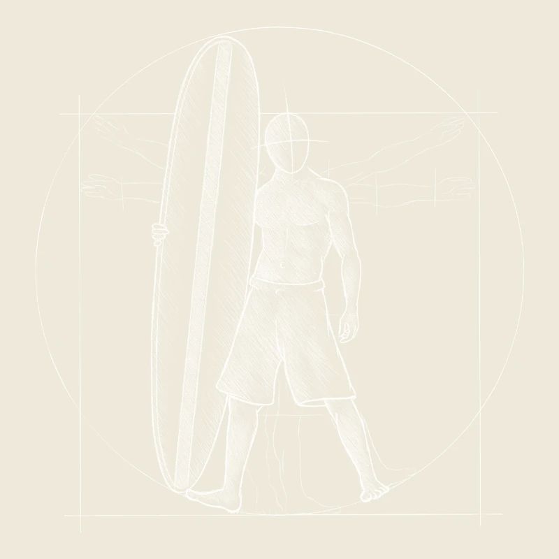 Surfer Dude Retro Planche de Surf Vitruvian Man