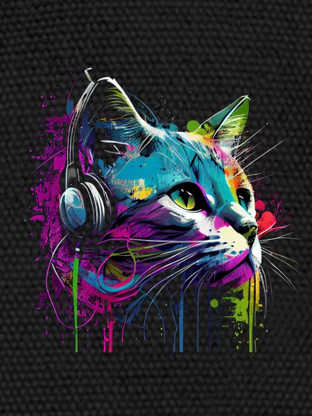 Chat avec écouteurs