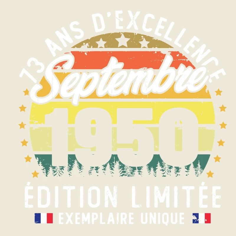 Vintage rétro septembre 1950 anniversaire 73 Ans