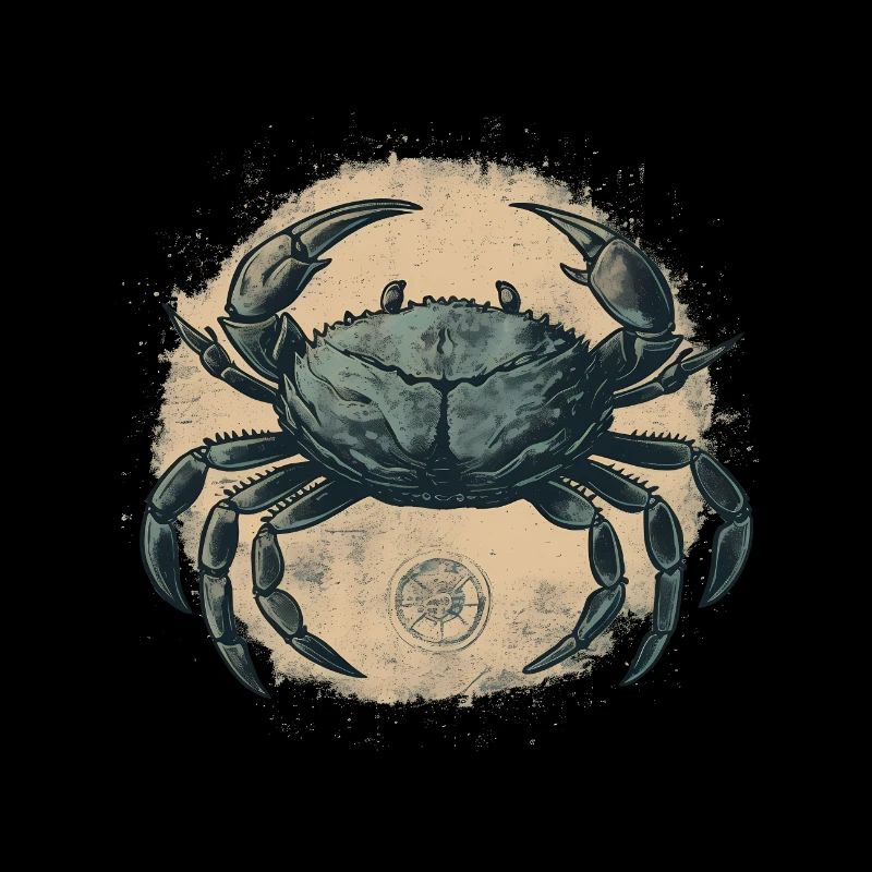 Blue crab, crab in retro style