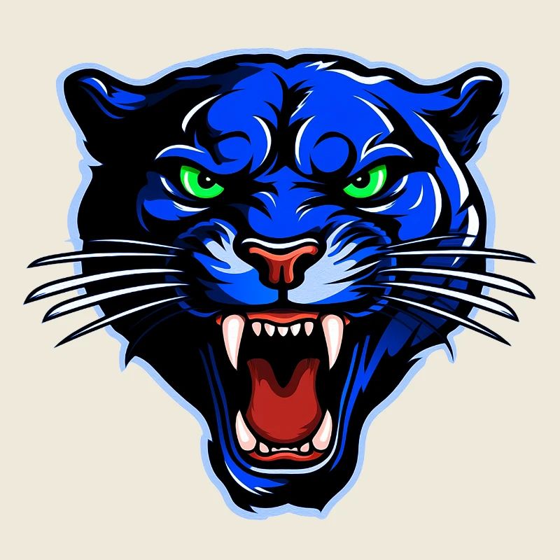 Tête de panthère Bleu