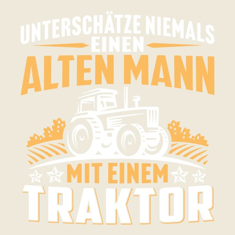 Alten mann mit einem traktor