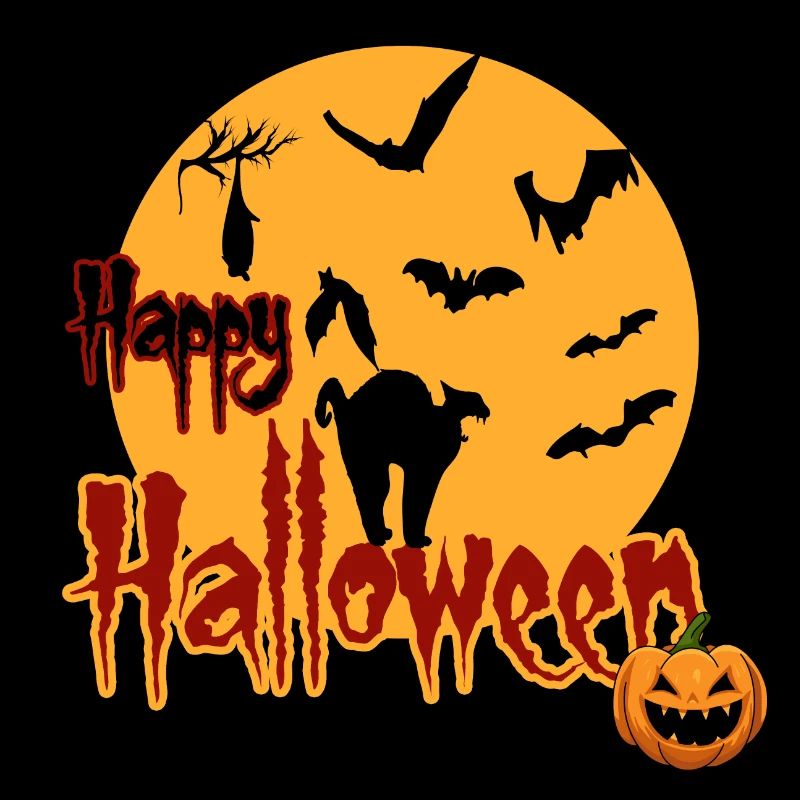 Happy Halloween Full Moon Cat