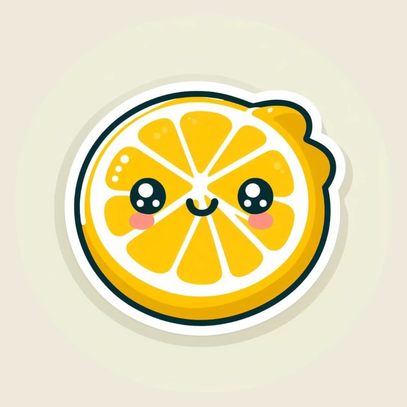 Yellow lemon slice with face