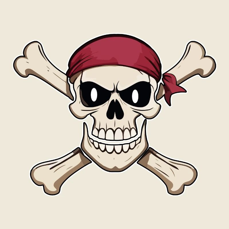 Drapeau de pirate tête de pirate crâne et os